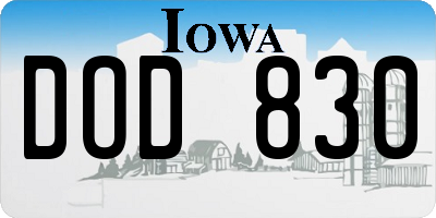 IA license plate DOD830