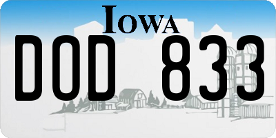 IA license plate DOD833