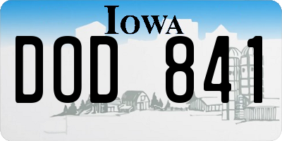 IA license plate DOD841