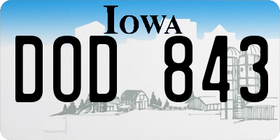 IA license plate DOD843