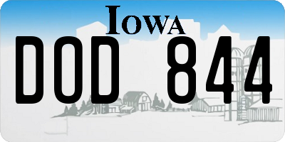 IA license plate DOD844