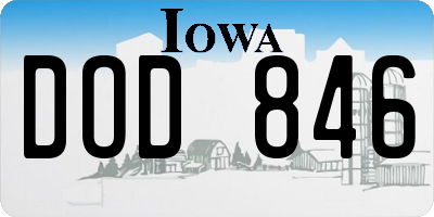 IA license plate DOD846