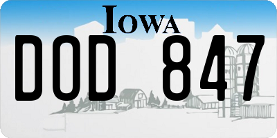 IA license plate DOD847