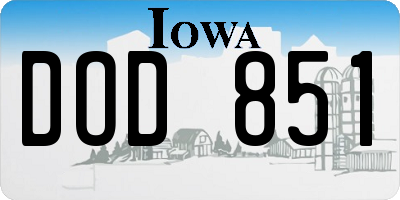 IA license plate DOD851