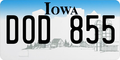 IA license plate DOD855