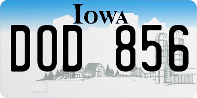 IA license plate DOD856