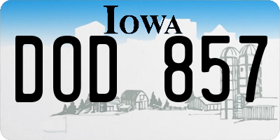 IA license plate DOD857