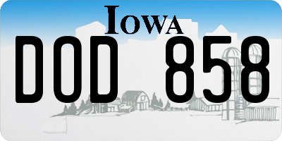 IA license plate DOD858