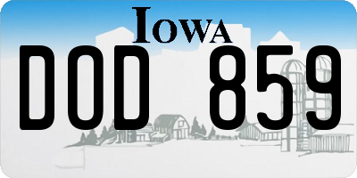 IA license plate DOD859