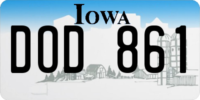 IA license plate DOD861