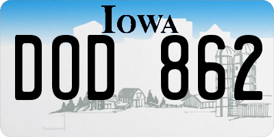 IA license plate DOD862