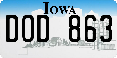 IA license plate DOD863