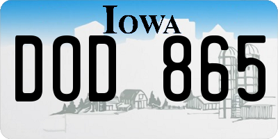 IA license plate DOD865