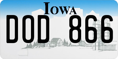 IA license plate DOD866