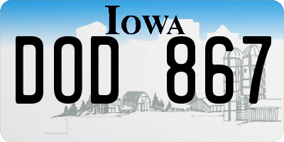 IA license plate DOD867