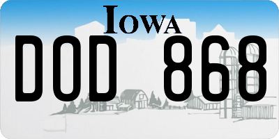 IA license plate DOD868