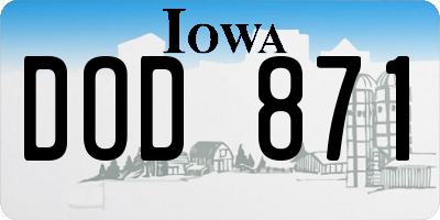 IA license plate DOD871