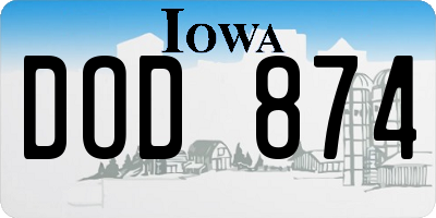 IA license plate DOD874