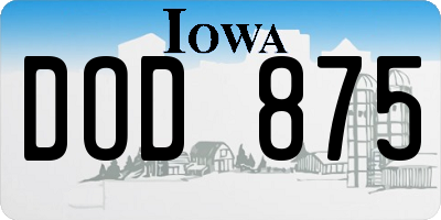 IA license plate DOD875