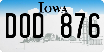 IA license plate DOD876