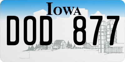 IA license plate DOD877