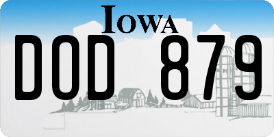 IA license plate DOD879