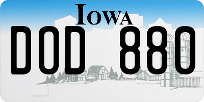 IA license plate DOD880