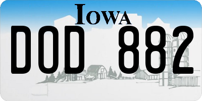 IA license plate DOD882