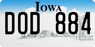 IA license plate DOD884