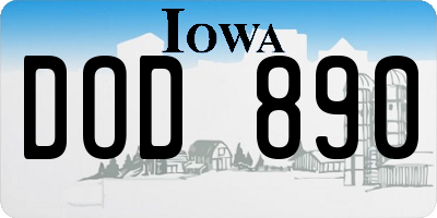 IA license plate DOD890