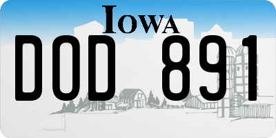 IA license plate DOD891