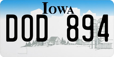 IA license plate DOD894