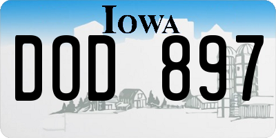 IA license plate DOD897