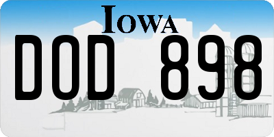 IA license plate DOD898