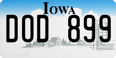 IA license plate DOD899