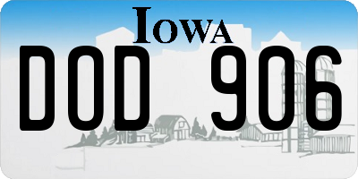 IA license plate DOD906