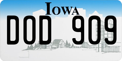 IA license plate DOD909