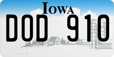 IA license plate DOD910