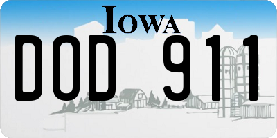 IA license plate DOD911
