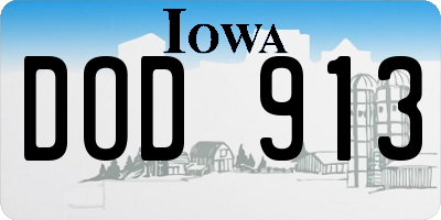 IA license plate DOD913