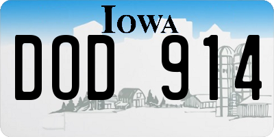 IA license plate DOD914