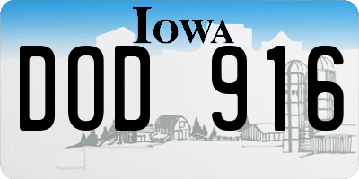 IA license plate DOD916