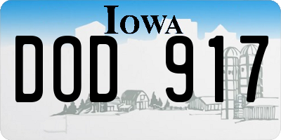 IA license plate DOD917