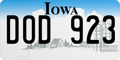 IA license plate DOD923