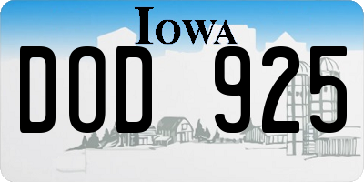 IA license plate DOD925