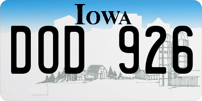 IA license plate DOD926