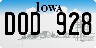 IA license plate DOD928