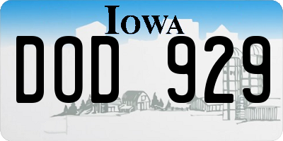 IA license plate DOD929