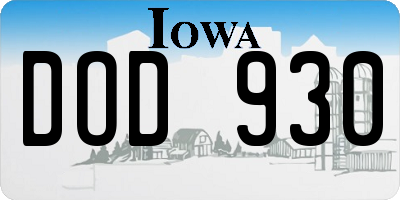 IA license plate DOD930