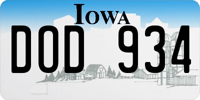 IA license plate DOD934